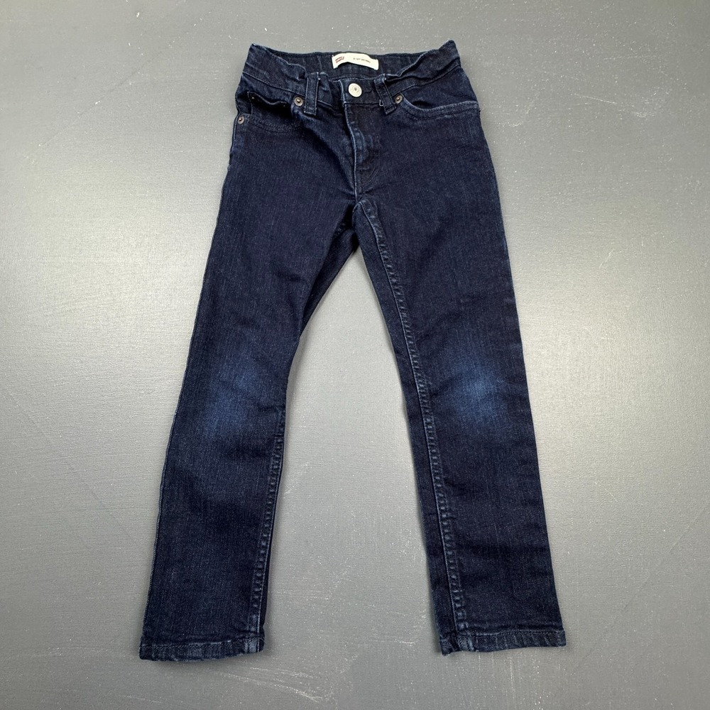 Levi's Girls 6R Black Dark Wash Skinny Jeans Stretch Adjustable Waist Denim Kids